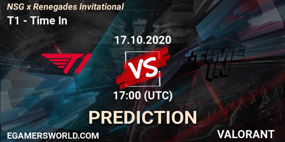T1 - Time In: Maç tahminleri. 17.10.2020 at 17:00, VALORANT, NSG x Renegades Invitational