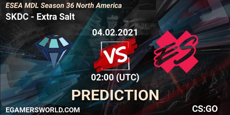 SKDC - Extra Salt: Maç tahminleri. 04.02.2021 at 02:00, Counter-Strike (CS2), MDL ESEA Season 36: North America - Premier Division