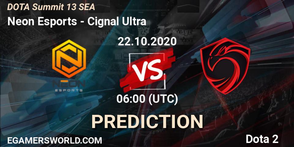 Neon Esports - Cignal Ultra: Maç tahminleri. 22.10.2020 at 06:03, Dota 2, DOTA Summit 13: SEA