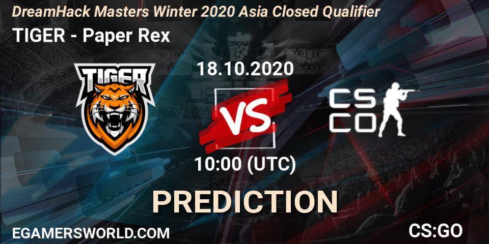 TIGER - Paper Rex: Maç tahminleri. 18.10.2020 at 10:00, Counter-Strike (CS2), DreamHack Masters Winter 2020 Asia Closed Qualifier