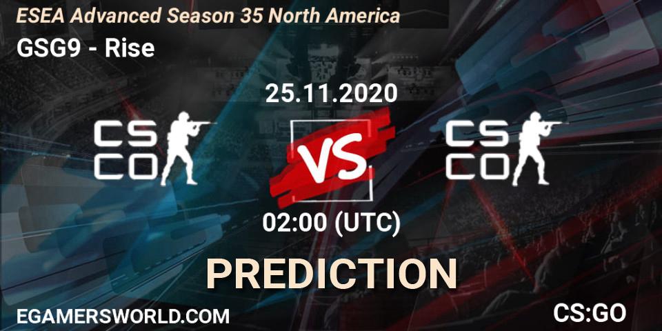GSG9 - Rise: Maç tahminleri. 25.11.2020 at 02:00, Counter-Strike (CS2), ESEA Advanced Season 35 North America