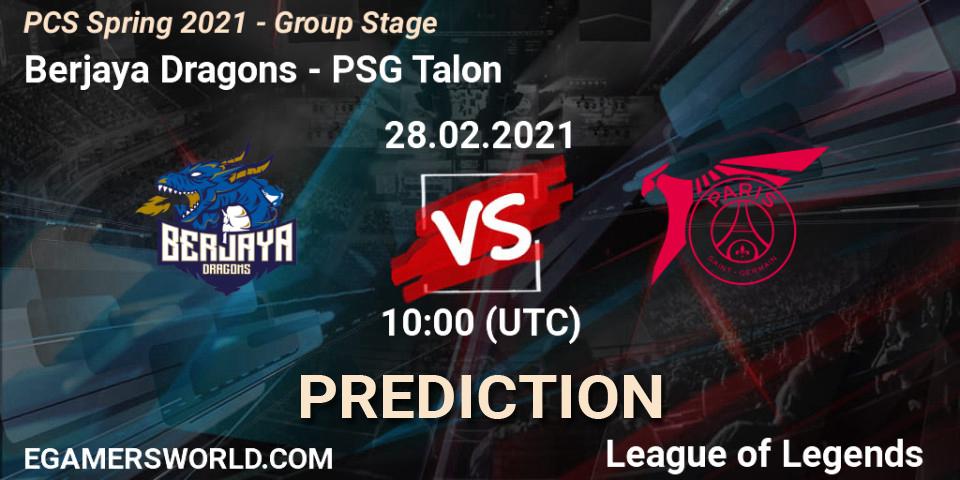 Berjaya Dragons - PSG Talon: Maç tahminleri. 28.02.2021 at 10:00, LoL, PCS Spring 2021 - Group Stage