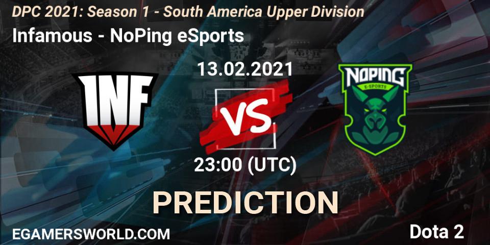 Infamous - NoPing eSports: Maç tahminleri. 13.02.2021 at 23:00, Dota 2, DPC 2021: Season 1 - South America Upper Division