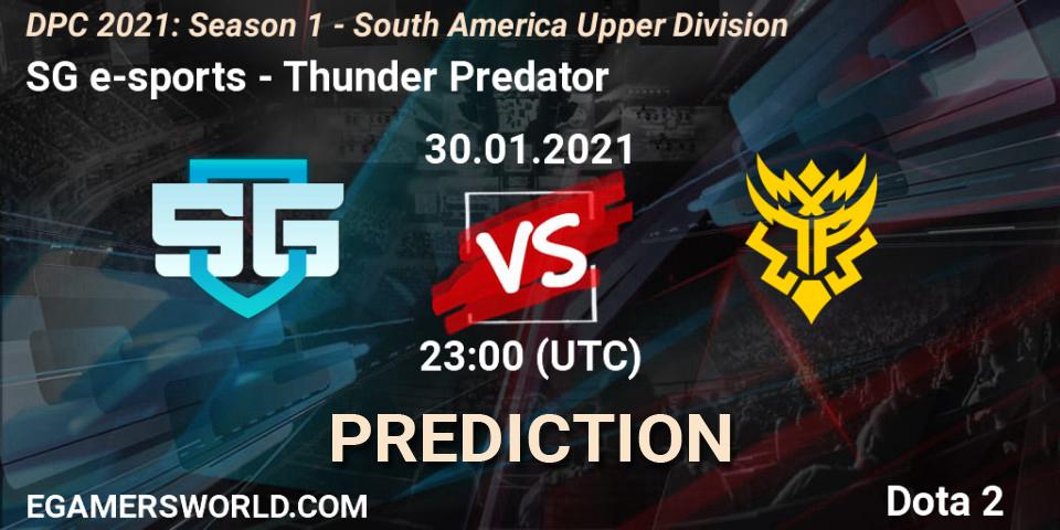 SG e-sports - Thunder Predator: Maç tahminleri. 30.01.2021 at 23:00, Dota 2, DPC 2021: Season 1 - South America Upper Division