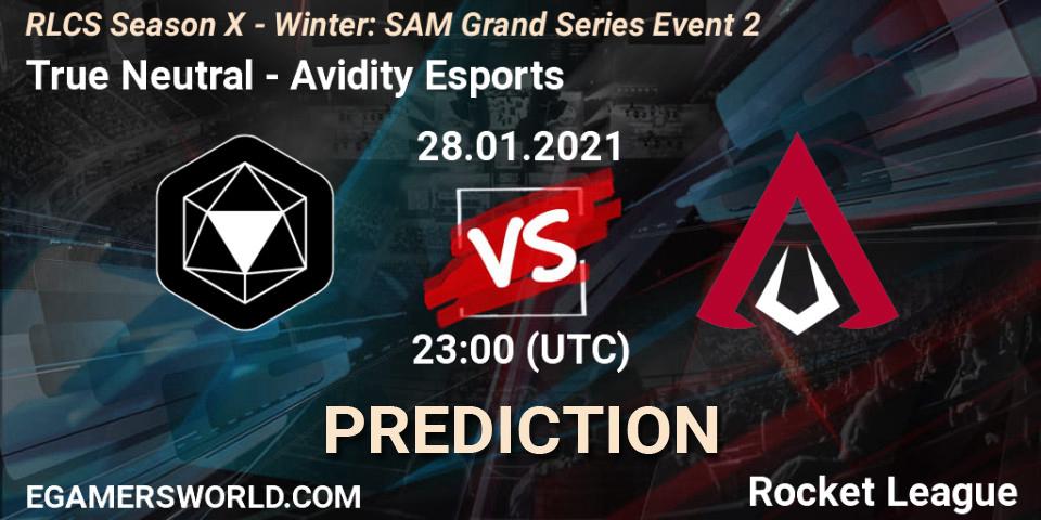 True Neutral - Avidity Esports: Maç tahminleri. 28.01.2021 at 23:00, Rocket League, RLCS Season X - Winter: SAM Grand Series Event 2
