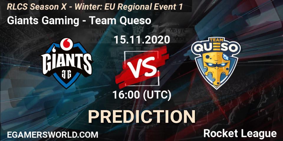 Giants Gaming - Team Queso: Maç tahminleri. 15.11.2020 at 16:00, Rocket League, RLCS Season X - Winter: EU Regional Event 1