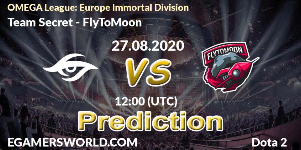 Team Secret - FlyToMoon: Maç tahminleri. 27.08.20, Dota 2, OMEGA League: Europe Immortal Division