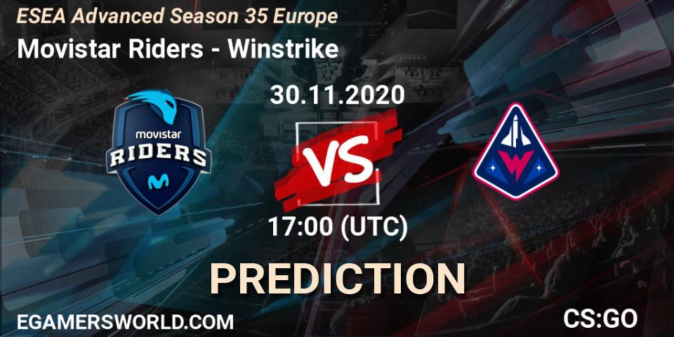 Movistar Riders - Winstrike: Maç tahminleri. 30.11.2020 at 17:00, Counter-Strike (CS2), ESEA Advanced Season 35 Europe