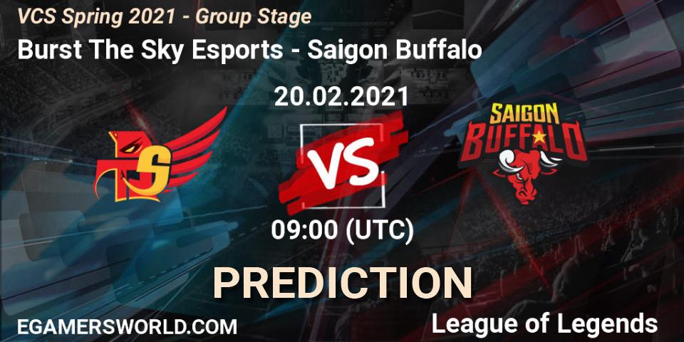 Burst The Sky Esports - Saigon Buffalo: Maç tahminleri. 20.02.2021 at 09:00, LoL, VCS Spring 2021 - Group Stage