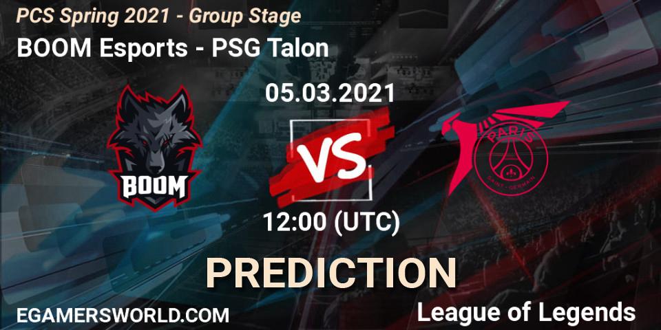 BOOM Esports - PSG Talon: Maç tahminleri. 05.03.2021 at 12:00, LoL, PCS Spring 2021 - Group Stage