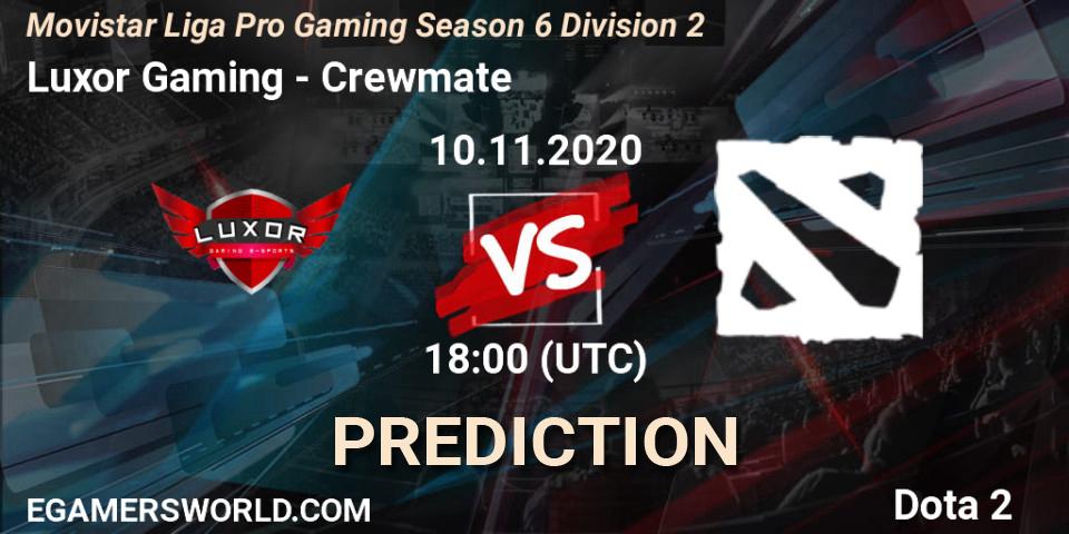 Luxor Gaming - Crewmate: Maç tahminleri. 10.11.20, Dota 2, Movistar Liga Pro Gaming Season 6 Division 2