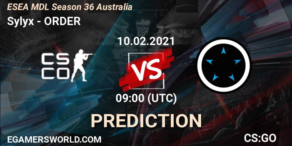 Sylyx - ORDER: Maç tahminleri. 10.02.2021 at 09:00, Counter-Strike (CS2), MDL ESEA Season 36: Australia - Premier Division