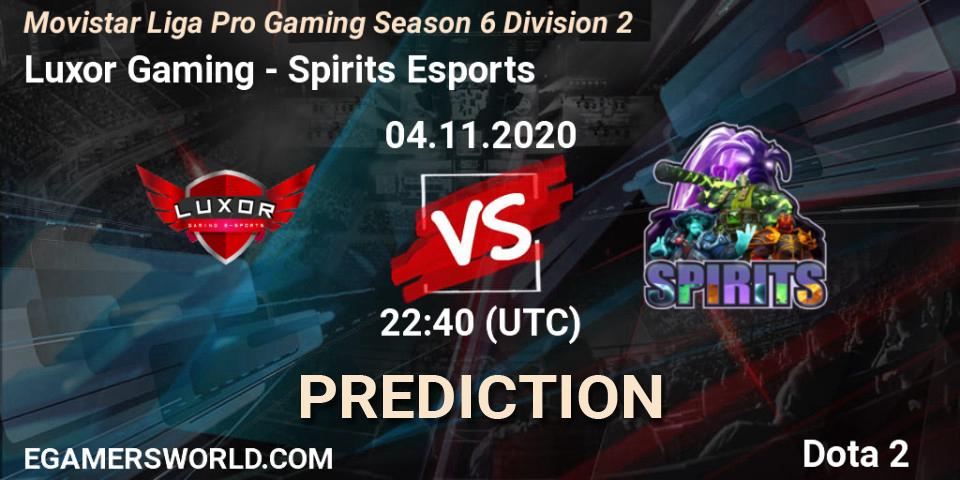 Luxor Gaming - Spirits Esports: Maç tahminleri. 04.11.20, Dota 2, Movistar Liga Pro Gaming Season 6 Division 2