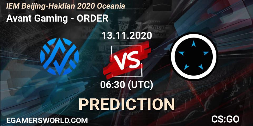 Avant Gaming - ORDER: Maç tahminleri. 13.11.2020 at 06:30, Counter-Strike (CS2), IEM Beijing-Haidian 2020 Oceania