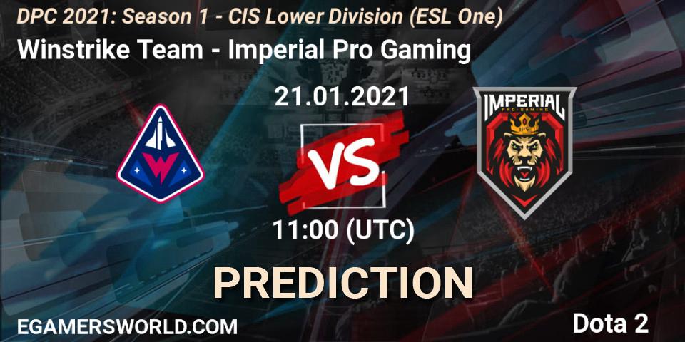 Winstrike Team - Imperial Pro Gaming: Maç tahminleri. 21.01.2021 at 10:55, Dota 2, ESL One. DPC 2021: Season 1 - CIS Lower Division