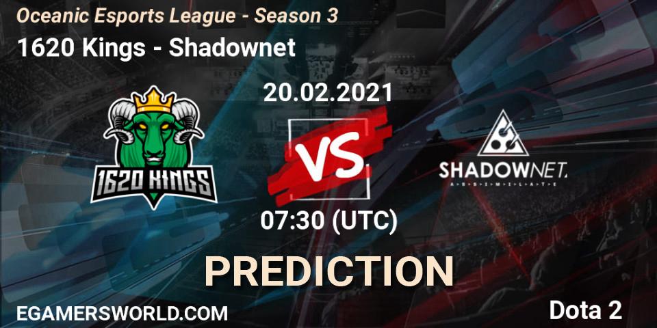 1620 Kings - Shadownet: Maç tahminleri. 18.02.2021 at 07:29, Dota 2, Oceanic Esports League - Season 3