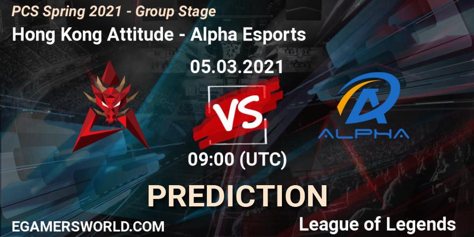 Hong Kong Attitude - Alpha Esports: Maç tahminleri. 05.03.2021 at 13:00, LoL, PCS Spring 2021 - Group Stage
