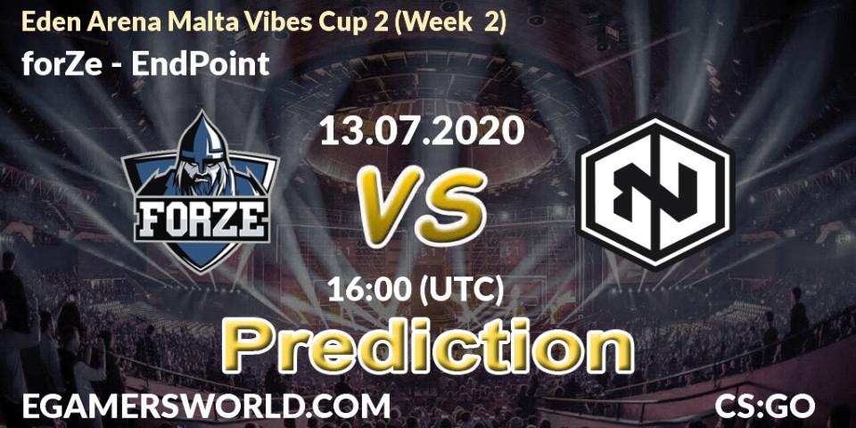forZe - EndPoint: Maç tahminleri. 13.07.2020 at 16:15, Counter-Strike (CS2), Eden Arena Malta Vibes Cup 2 (Week 2)