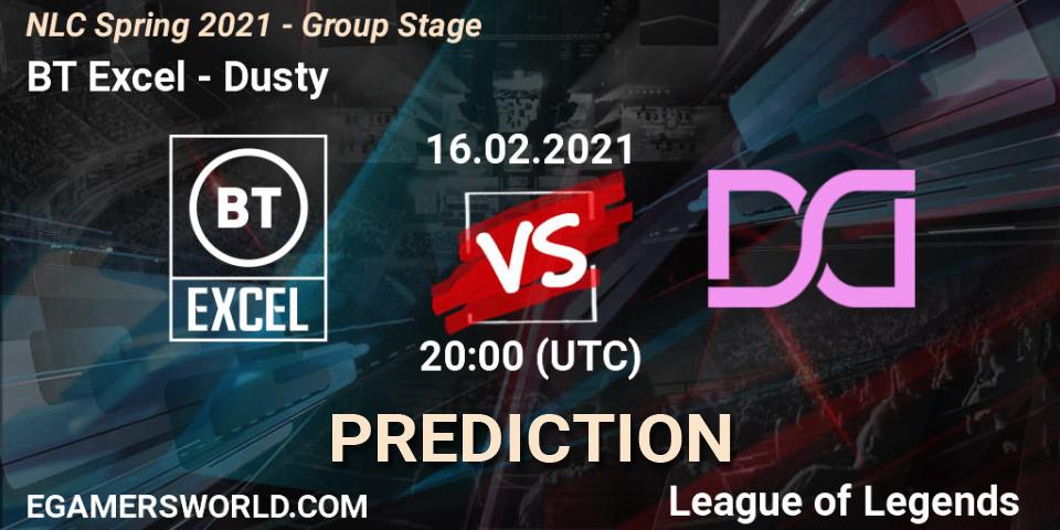 BT Excel - Dusty: Maç tahminleri. 16.02.2021 at 20:00, LoL, NLC Spring 2021 - Group Stage