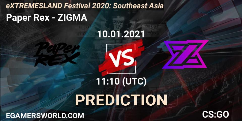 Paper Rex - ZIGMA: Maç tahminleri. 10.01.2021 at 11:20, Counter-Strike (CS2), eXTREMESLAND Festival 2020: Southeast Asia