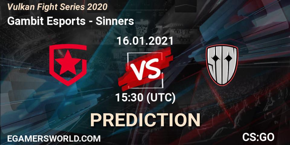 Gambit Esports - Sinners: Maç tahminleri. 16.01.2021 at 15:30, Counter-Strike (CS2), Vulkan Fight Series 2020