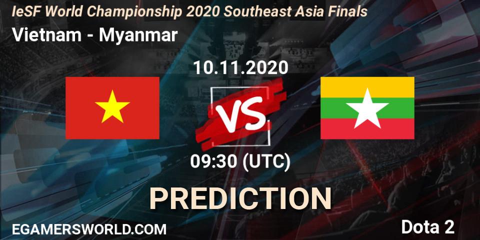 Vietnam - Myanmar: Maç tahminleri. 10.11.2020 at 09:25, Dota 2, IeSF World Championship 2020 Southeast Asia Finals
