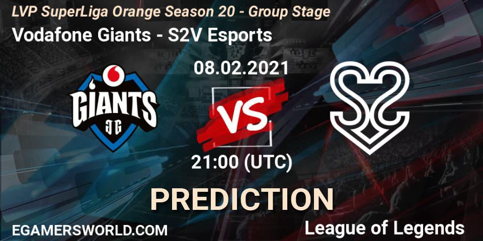 Vodafone Giants - S2V Esports: Maç tahminleri. 08.02.2021 at 21:10, LoL, LVP SuperLiga Orange Season 20 - Group Stage