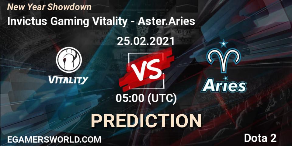 Invictus Gaming Vitality - Aster.Aries: Maç tahminleri. 25.02.2021 at 05:03, Dota 2, New Year Showdown