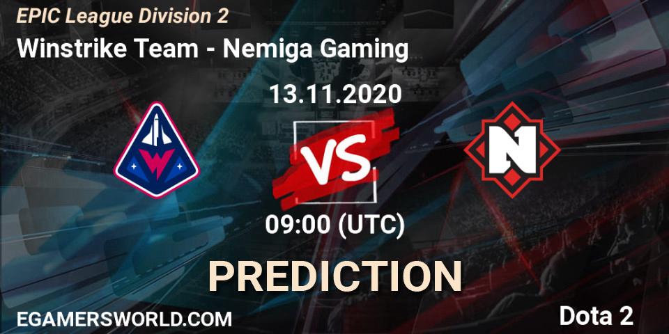 Winstrike Team - Nemiga Gaming: Maç tahminleri. 13.11.2020 at 09:00, Dota 2, EPIC League Division 2