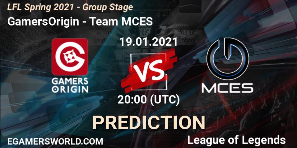 GamersOrigin - Team MCES: Maç tahminleri. 19.01.2021 at 21:00, LoL, LFL Spring 2021 - Group Stage