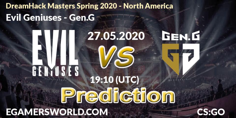 Evil Geniuses - Gen.G: Maç tahminleri. 27.05.2020 at 19:10, Counter-Strike (CS2), DreamHack Masters Spring 2020 - North America
