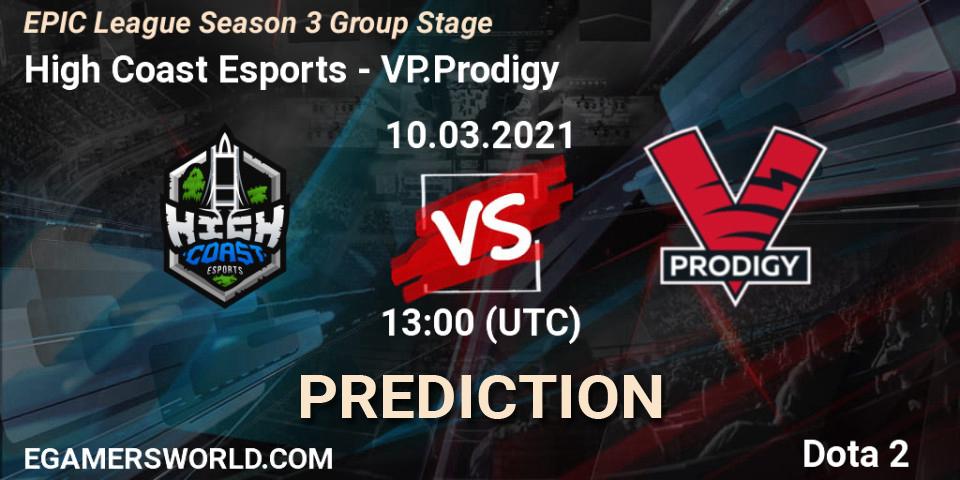 High Coast Esports - VP.Prodigy: Maç tahminleri. 10.03.2021 at 13:01, Dota 2, EPIC League Season 3 Group Stage