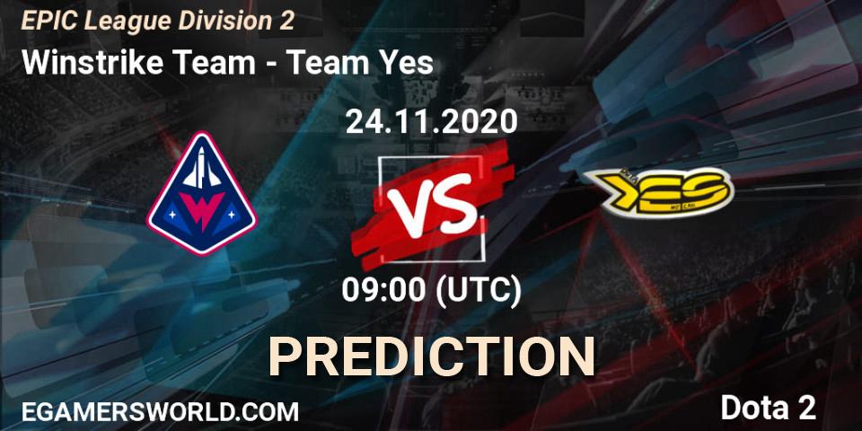 Winstrike Team - Team Yes: Maç tahminleri. 24.11.2020 at 12:00, Dota 2, EPIC League Division 2