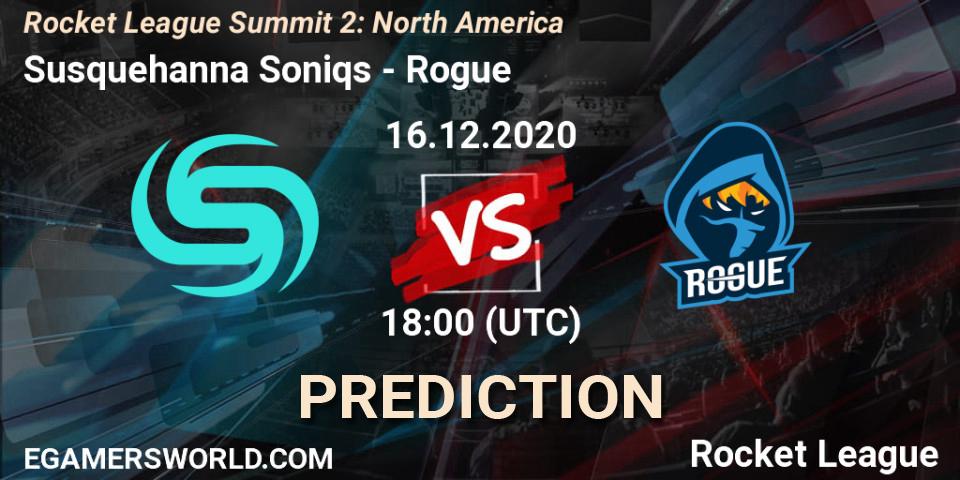 Susquehanna Soniqs - Rogue: Maç tahminleri. 16.12.2020 at 18:00, Rocket League, Rocket League Summit 2: North America