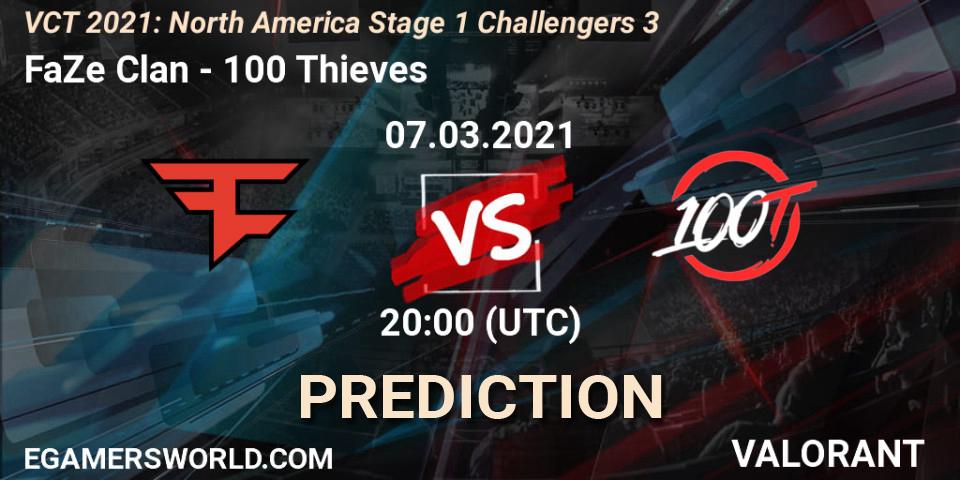 FaZe Clan - 100 Thieves: Maç tahminleri. 07.03.2021 at 20:00, VALORANT, VCT 2021: North America Stage 1 Challengers 3