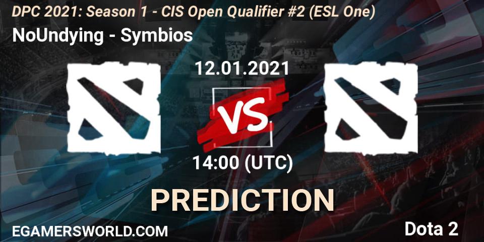 NoUndying - Symbios: Maç tahminleri. 12.01.2021 at 14:05, Dota 2, DPC 2021: Season 1 - CIS Open Qualifier #2 (ESL One)