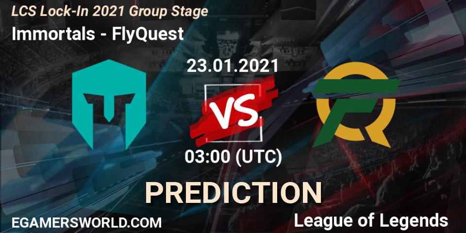 Immortals - FlyQuest: Maç tahminleri. 23.01.2021 at 03:00, LoL, LCS Lock-In 2021 Group Stage