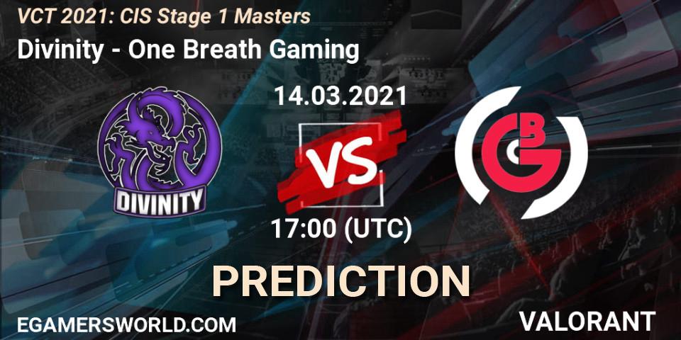 Divinity - One Breath Gaming: Maç tahminleri. 14.03.2021 at 16:00, VALORANT, VCT 2021: CIS Stage 1 Masters