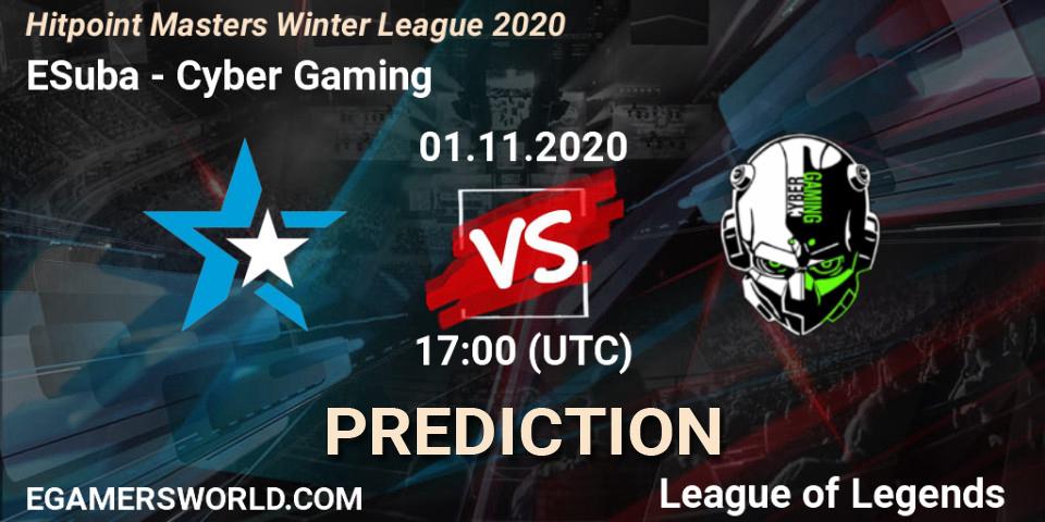 ESuba - Cyber Gaming: Maç tahminleri. 01.11.2020 at 17:00, LoL, Hitpoint Masters Winter League 2020
