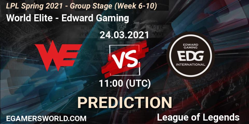 World Elite - Edward Gaming: Maç tahminleri. 24.03.2021 at 11:00, LoL, LPL Spring 2021 - Group Stage (Week 6-10)