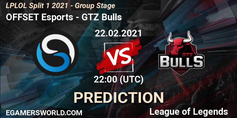 OFFSET Esports - GTZ Bulls: Maç tahminleri. 22.02.2021 at 22:00, LoL, LPLOL Split 1 2021 - Group Stage