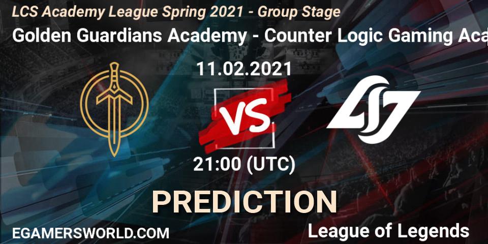 Golden Guardians Academy - Counter Logic Gaming Academy: Maç tahminleri. 11.02.2021 at 21:00, LoL, LCS Academy League Spring 2021 - Group Stage