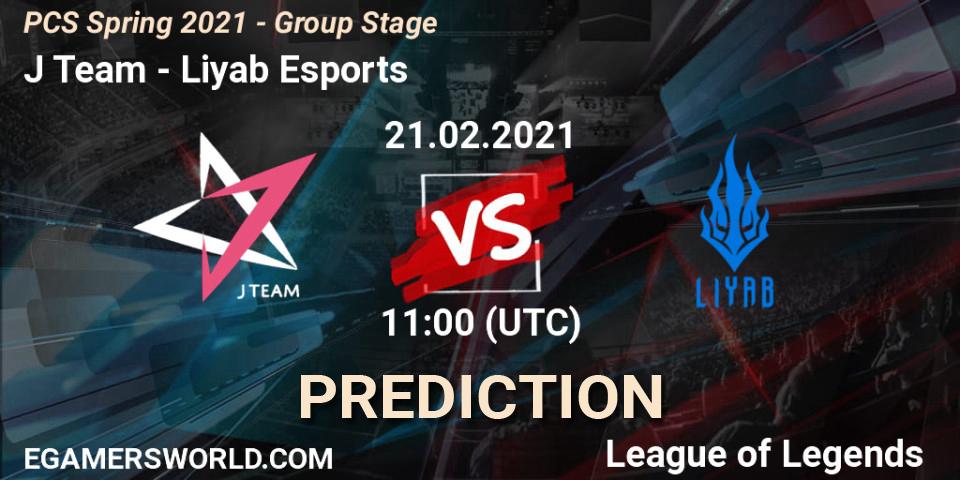 J Team - Liyab Esports: Maç tahminleri. 21.02.2021 at 11:00, LoL, PCS Spring 2021 - Group Stage