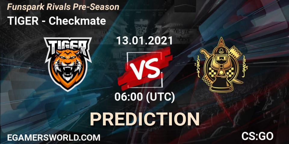 TIGER - Checkmate: Maç tahminleri. 13.01.2021 at 06:00, Counter-Strike (CS2), Funspark Rivals Pre-Season