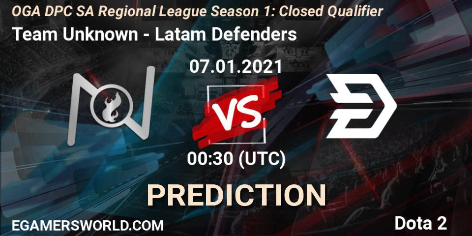 Team Unknown - Latam Defenders: Maç tahminleri. 07.01.2021 at 00:30, Dota 2, DPC 2021: Season 1 - South America Closed Qualifier
