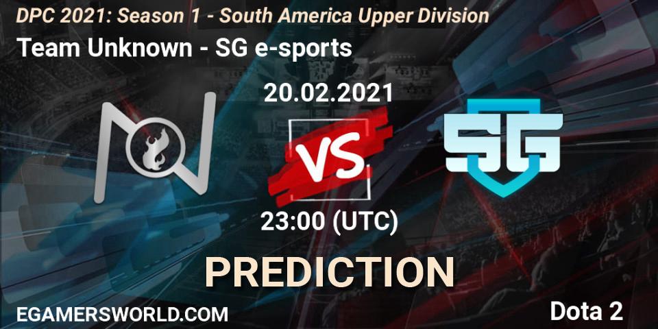 Team Unknown - SG e-sports: Maç tahminleri. 20.02.2021 at 23:00, Dota 2, DPC 2021: Season 1 - South America Upper Division