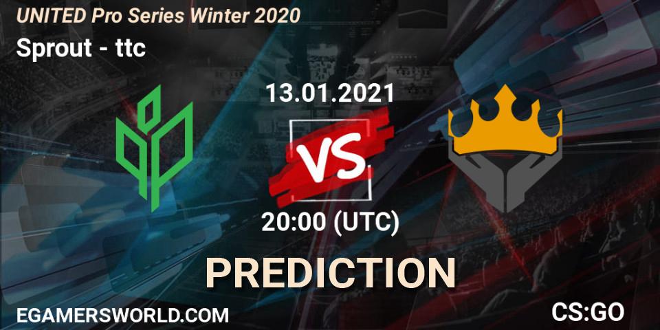 Sprout - ttc: Maç tahminleri. 13.01.2021 at 20:00, Counter-Strike (CS2), UNITED Pro Series Winter 2020