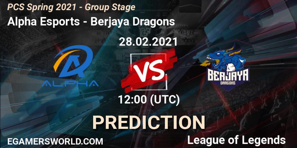 Alpha Esports - Berjaya Dragons: Maç tahminleri. 28.02.2021 at 12:00, LoL, PCS Spring 2021 - Group Stage
