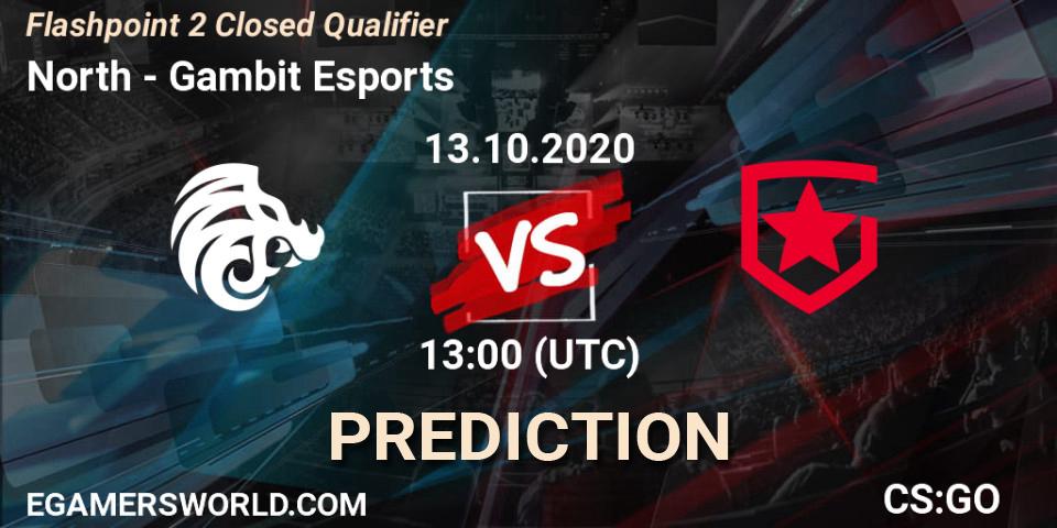 North - Gambit Esports: Maç tahminleri. 13.10.2020 at 13:10, Counter-Strike (CS2), Flashpoint 2 Closed Qualifier