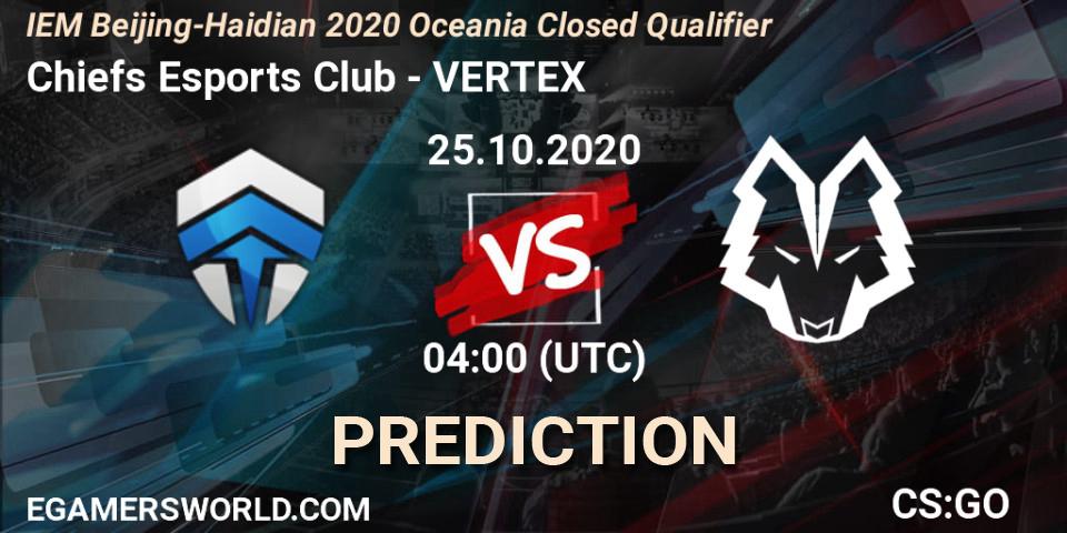 Chiefs Esports Club - VERTEX: Maç tahminleri. 25.10.2020 at 04:00, Counter-Strike (CS2), IEM Beijing-Haidian 2020 Oceania Closed Qualifier